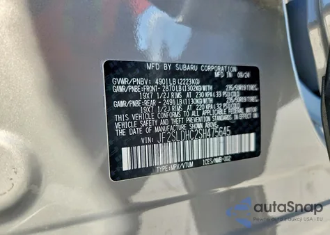 2025 Subaru Forester Sport from USA, damaged, VIN JF2SLDHC2SH475645